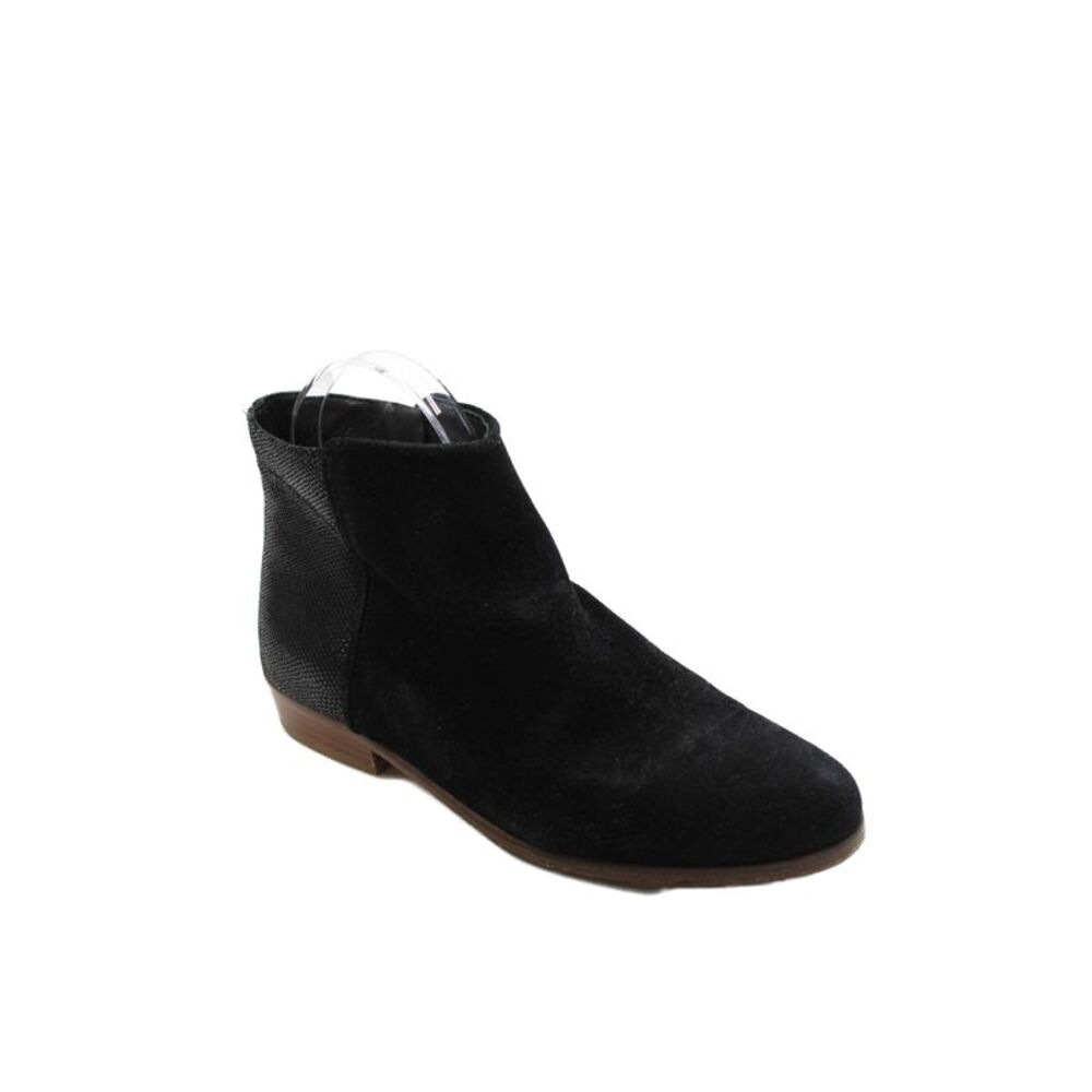 Bobbies Women's Round Toe Suede Zip Side Flat Ankle Boots Black Size 35